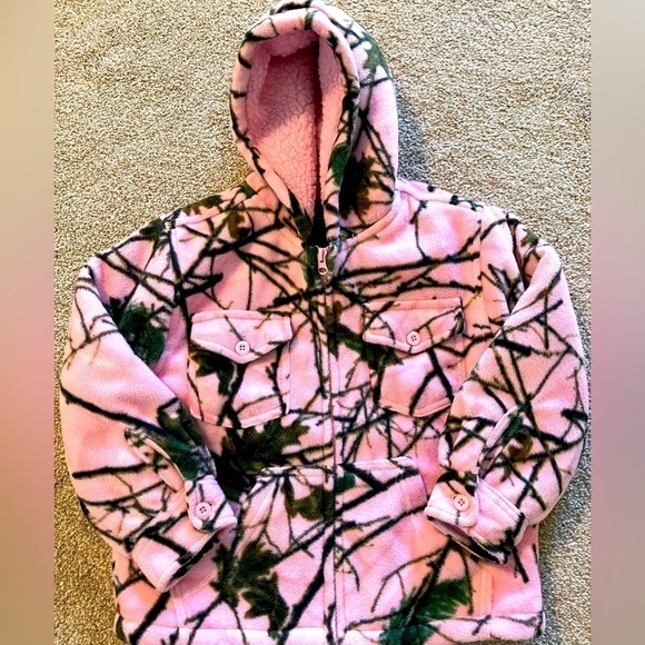 Trail Crest Girls Hooded Fleece Lined Zip Up Outdoor Hunting Jacket XS 5/6 - Picture 1 of 6